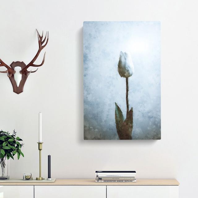 Solitary White Tulip - Wrapped Canvas Painting East Urban Home Size: 50cm H x 35cm W x 3cm D on Productcaster.