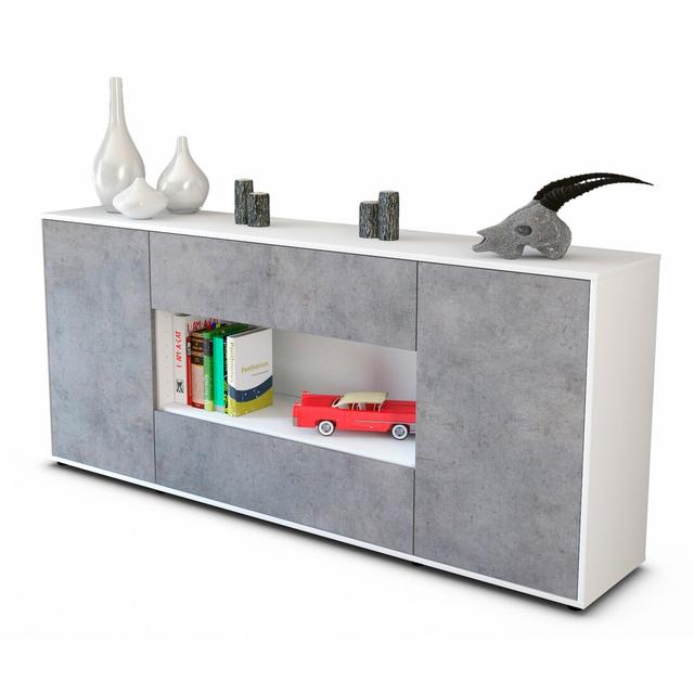 Fluharty Sideboard Brayden Studio Colour: White/Concrete on Productcaster.