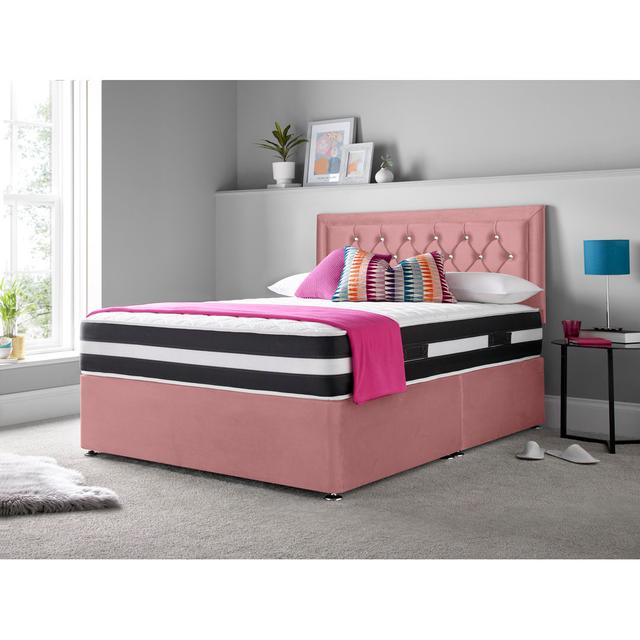 Marsing Divan Bed Set Rosdorf Park Storage Type: Foot-end Drawers, Colour: Pink, Size: Small Double (4') on Productcaster.