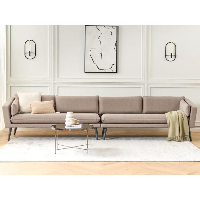 Rohrersville 320cm Wide Outdoor Rectangle Patio Sofa with Cushions George Oliver Cushion Colour: Beige on Productcaster.