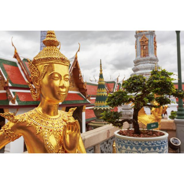 Golden Kinnari Statue at Temple - Wrapped Canvas Photograph Latitude Run Size: 81cm H x 122cm W x 3.8cm D on Productcaster.