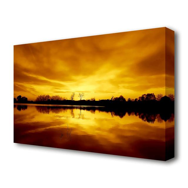 'Stunning Lake At Sunset Golden Seascape' - Wrapped Canvas Photograph East Urban Home Size: 101.6 cm H x 142.2 cm W on Productcaster.