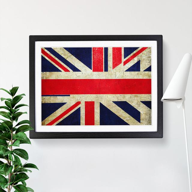 Vintage Union Jack Flag Vol.3 - Picture Frame Painting Brambly Cottage Frame Colour: Black, Size: 46cm H x 64cm W x 2cm D on Productcaster.