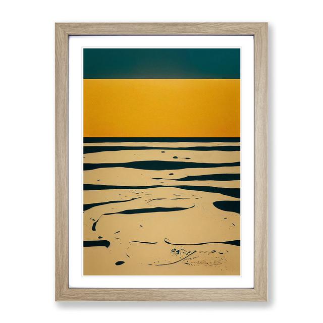 Beach Abstract No.3 - Picture Frame Graphic Art Metro Lane Size: 64cm H x 46cm W x 2cm D, Frame Colour: Oak Framed on Productcaster.