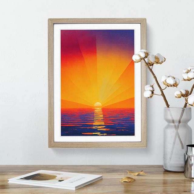 Spectacular Sunset View House of Hampton Frame Colour: Oak, Size: 64cm H x 46cm W x 2cm D on Productcaster.