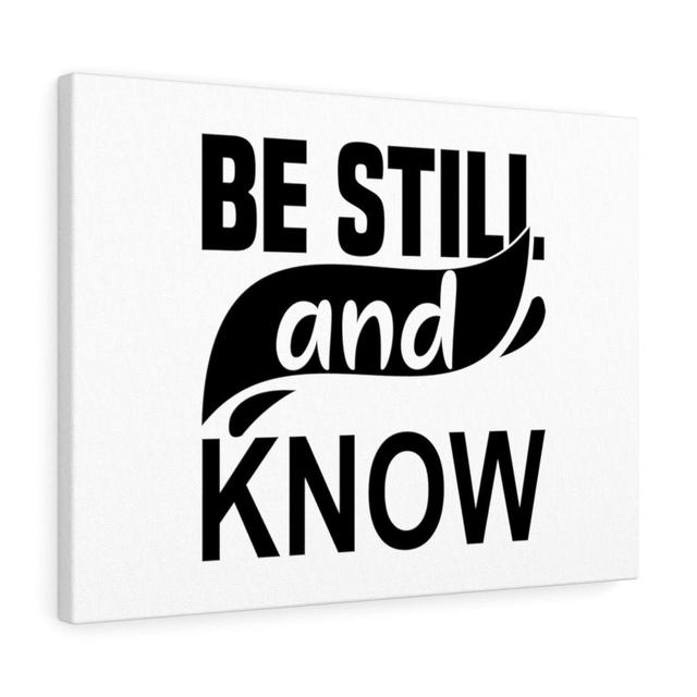 Be Still and Know - Wrapped Canvas Typography Blue Elephant Size: 61cm H x 76cm W on Productcaster.