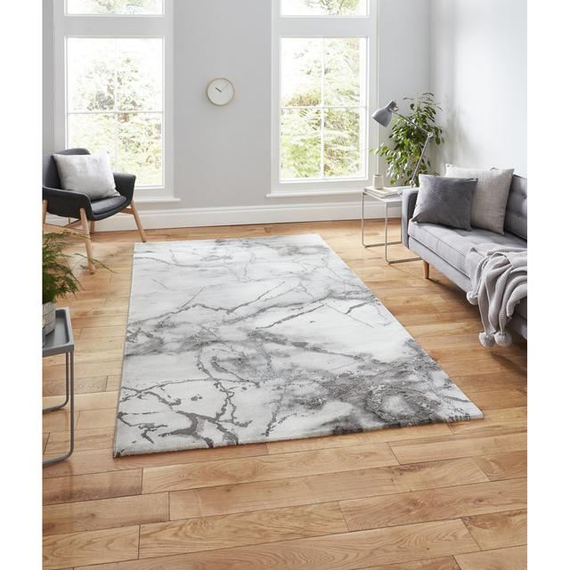 Machine Woven Ivory/Silver Rug Ivy Bronx Rug Size: Rectangle 120 x 170cm on Productcaster.