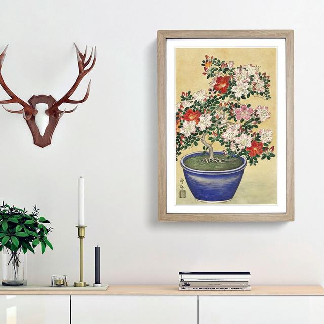 Flowering Azaleas by Ohara Koson - Picture Frame Painting Print East Urban Home Frame Option: Oak Framed, Size: 48cm H x 36cm W x 2cm D on Productcaster.