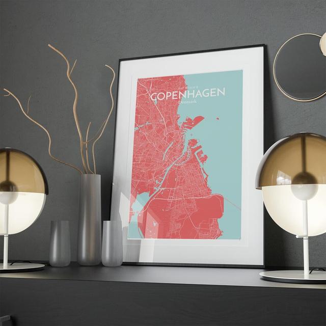 Copenhagen City Map in Maritime - Graphic Art Print on Paper Borough Wharf Size: 17cm H x 11cm W x 0.05cm D on Productcaster.