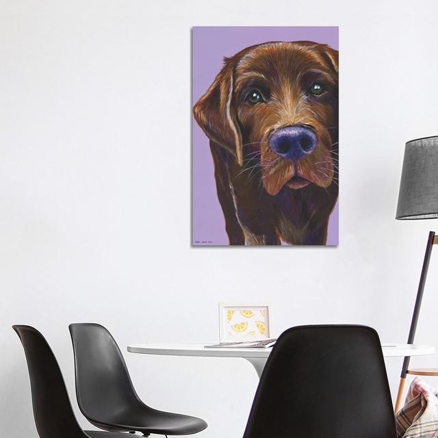 Brown Labrador On Lilac by Kirstin Wood - Wrapped Canvas Gallery-Wrapped Canvas Giclée ClassicLiving Size: 101.6cm H x 66.04cm W x 1.905cm D on Productcaster.