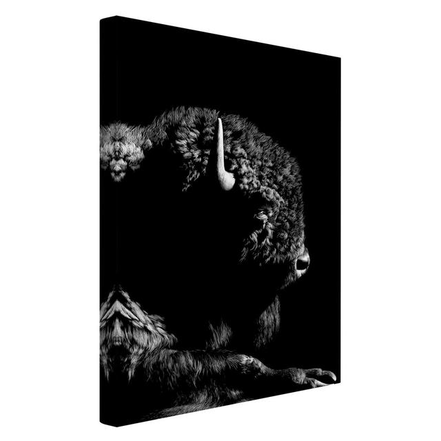 Bison - Wrapped Canvas Photograph Gracie Oaks Size: 180cm H x 120cm W, Format: Recycled Canvas 330g/m² on Productcaster.