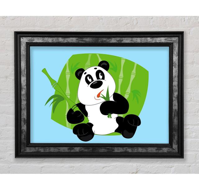 Panda Eating Bamboo - Print Bright Star Size: 21cm H x 42cm W x 8cm D, Colour: Baby Blue on Productcaster.