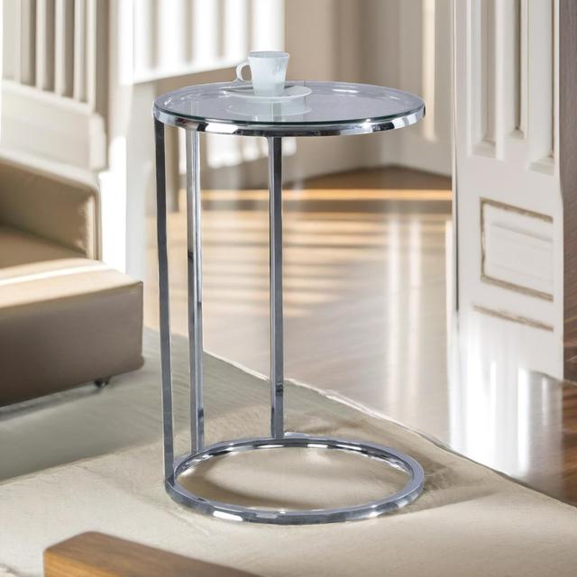 Albanne Round C Shaped End Table Side Sofa Tables Living Room Latitude Run Colour: Silver on Productcaster.