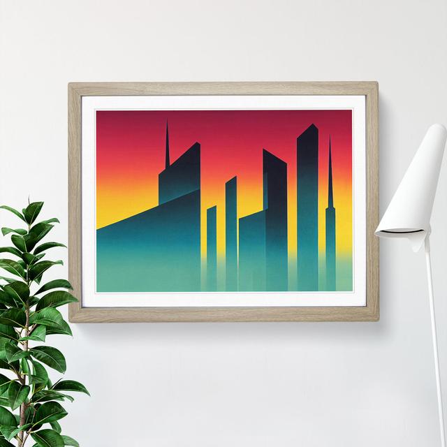 Glowing Abstract City Skyline - Picture Frame Graphic Art Latitude Run on Productcaster.