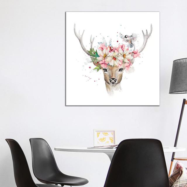 Floral Woodland Deer by Patricia Pinto - Wrapped Canvas Gallery-Wrapped Canvas Giclée ClassicLiving Size: 93.98cm H x 93.98cm W on Productcaster.