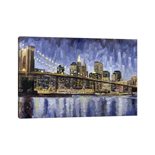 Brooklyn Bridge by Roger Disney - Wrapped Canvas Gallery-Wrapped Canvas Giclée Latitude Run Size: 101.6cm H x 152.4cm W x 3.81cm D on Productcaster.