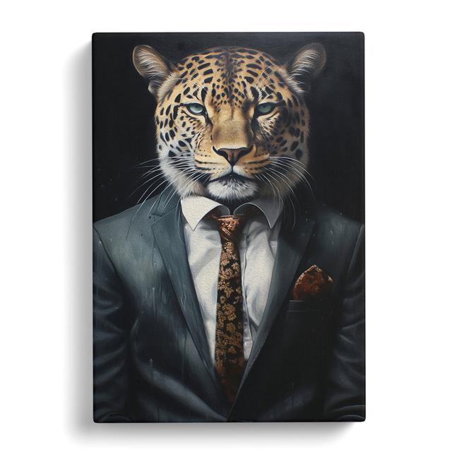 Leopard in a Suit Painting No.3 Happy Larry Size: 50cm H x 35cm W x 3cm D on Productcaster.