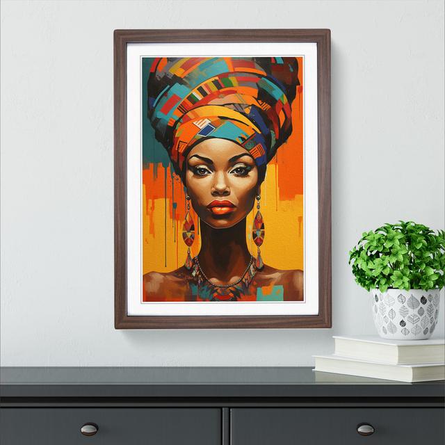 African Woman Modern Big Box Art Size: 34cm H x 25cm W x 2cm D, Frame Colour: Walnut on Productcaster.