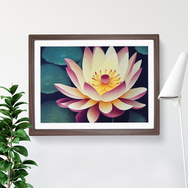 Pleasant Lotus Flower - Single Picture Frame Print Marlow Home Co. Size: 46cm H x 64cm W x 2cm D, Format: Walnut Framed on Productcaster.