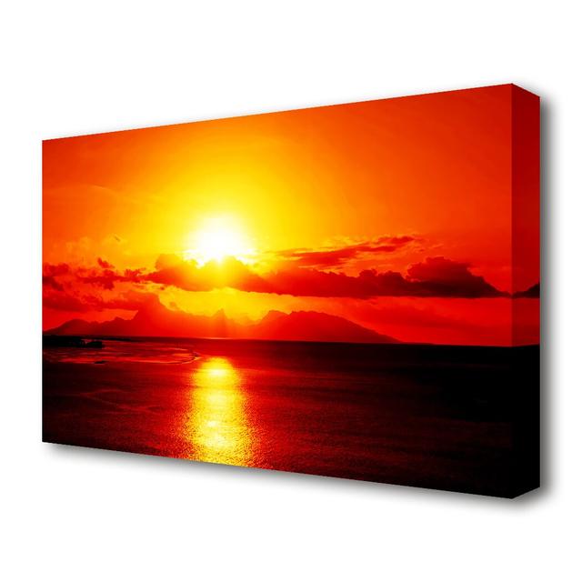 'Orange Sun Blaze Clouds Seascape' - Wrapped Canvas Photograph Print East Urban Home Size: 50.8 cm H x 81.3 cm W on Productcaster.