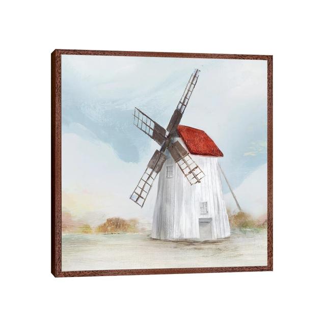 Windmill II by Isabelle Z - Graphic Art Print on Canvas Ebern Designs Size: 66.04cm H x 66.04cm W x 3.81cm D, Format: Classic Brown Wood Framed on Productcaster.