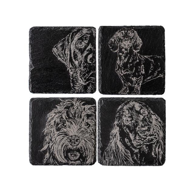 4 Square Slate Coasters with Dog Designs The Just Slate Company on Productcaster.