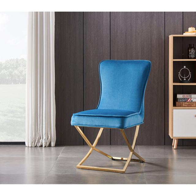 Yulin Upholstered Dining Chair Fairmont Park Upholstery Colour: Blue on Productcaster.