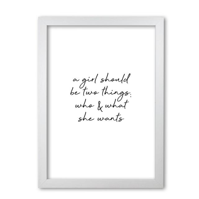 Who and What She - Typography Print East Urban Home Format: White Grain Frame, Size: 30 cm H x 21 cm W x 5 cm D on Productcaster.