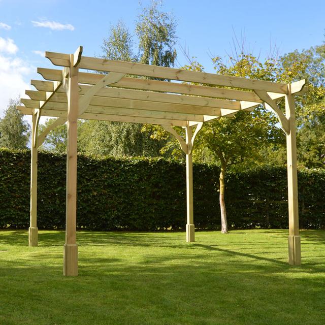 Baudel Solid Wood Pergola Dakota Fields Size: 8 ft x 8 ft, Finish: Light Green on Productcaster.