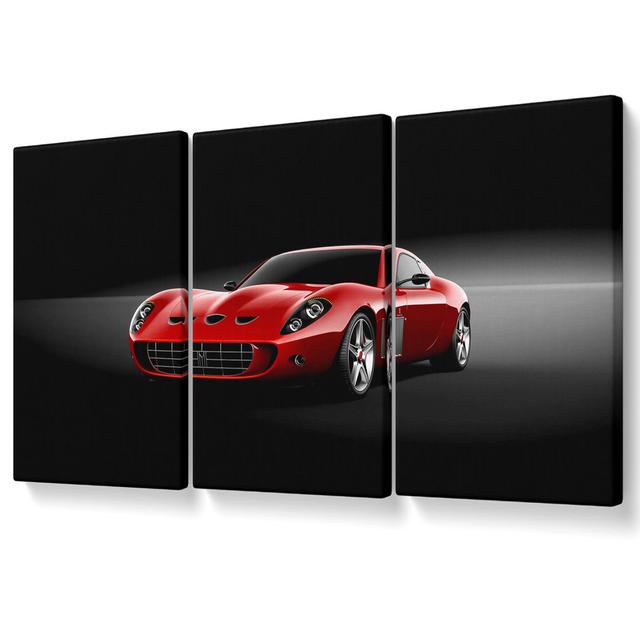 Ferrari Front Red - 3 Piece Wrapped Canvas Graphic Art Brayden Studio Size: 50.8cm H x 106.6cm W on Productcaster.