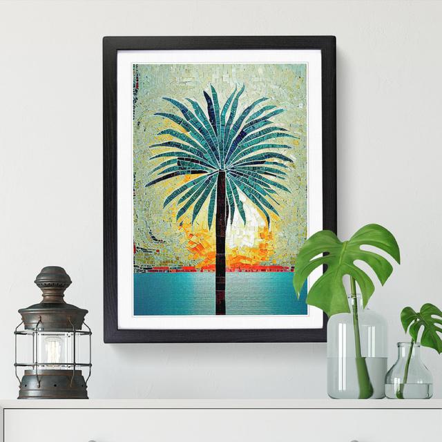 Palm Tree Mosaic - Single Picture Frame Painting 17 Stories Size: 46cm H x 34cm W x 2cm D, Frame Option: Walnut on Productcaster.