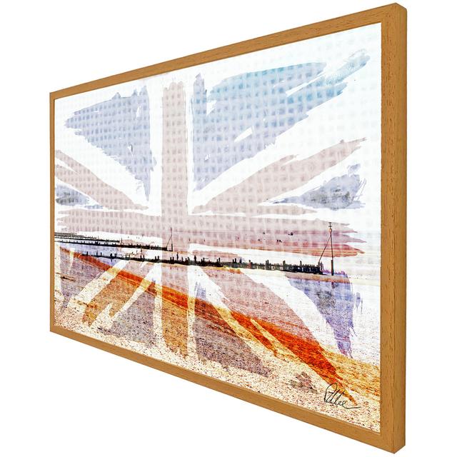 Union Jack Beach - Single Picture Frame Art Prints ClassicLiving Size: 76cm H x 114cm W x 4cm D, Frame Option: Oak on Productcaster.