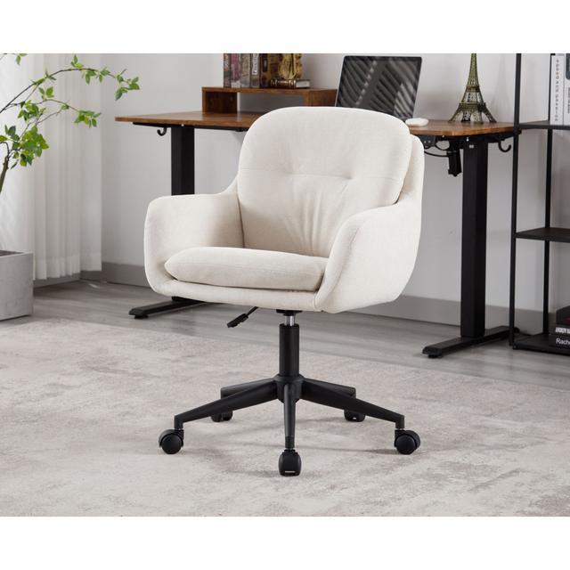 Swivel chair with armrests in beige chenille 17 Stories on Productcaster.