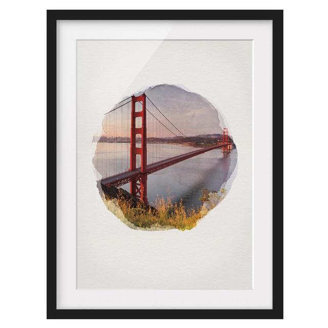 Golden Gate Bridge in San Francisco - Picture Frame Graphic Art Ebern Designs Frame Option: Black Framed, Size: 70cm H x 50cm W x 2cm D on Productcaster.