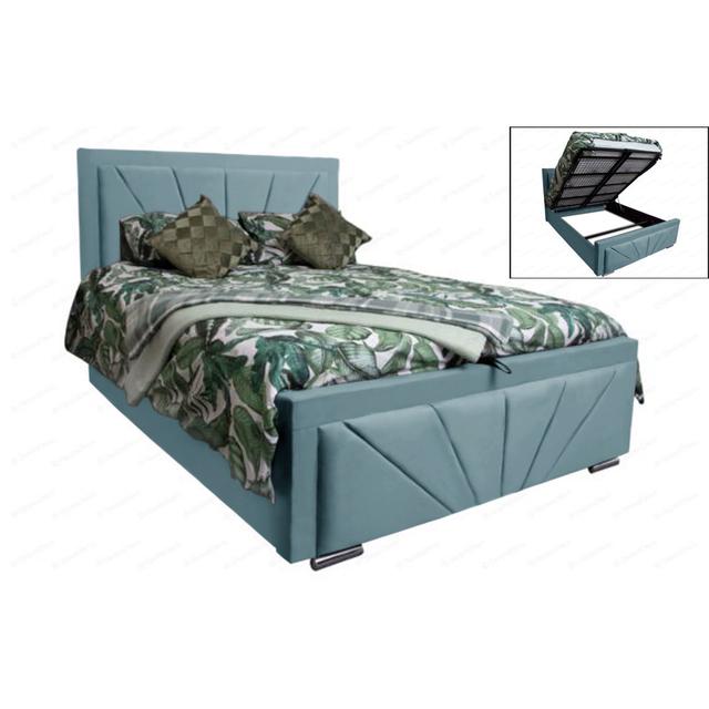 Upholstered Ottoman Bed Ebern Designs Size: Super King (6'), Colour: Sky Blue on Productcaster.