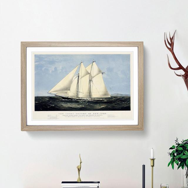 Yacht Sappho of New York - Picture Frame Painting Print East Urban Home Frame Option: Oak Framed, Size: 27cm H x 36cm W x 2cm D on Productcaster.