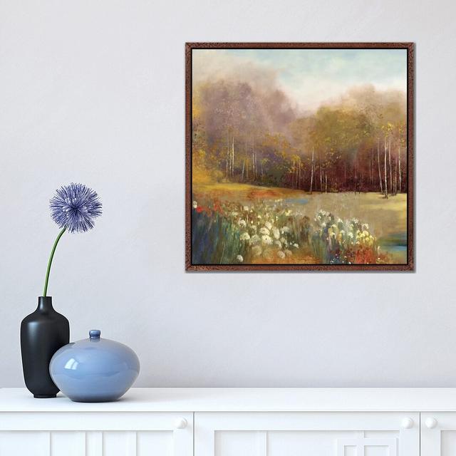 Garden Dreams I by Allison Pearce - Painting on Canvas Marlow Home Co. Size: 45.72cm H x 45.72cm W x 3.81cm D, Format: Classic Brown Wood Framed Canva on Productcaster.