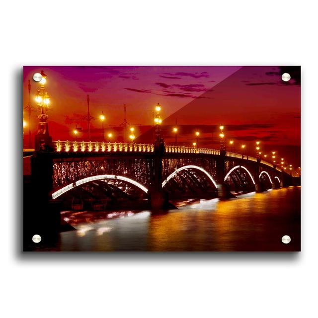 Prague Bridge Glow - Photograph Print on Plastic/Acrylic East Urban Home Size: 29.7cm H x 42cm W on Productcaster.