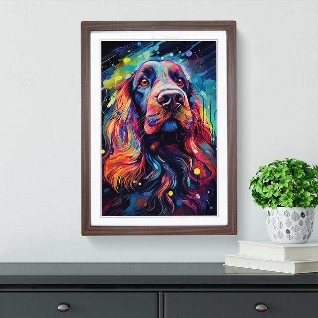 Cocker Spaniel Futurism No.2 - Single Picture Frame Print on Wood Marlow Home Co. Size: 46cm H x 34cm W x 2cm D, Frame Colour: Walnut on Productcaster.