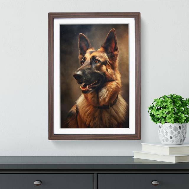 German Shepherd Romanticism - Single Picture Frame Print on Wood Big Box Art Size: 46cm H x 34cm W x 2cm D, Frame Colour: Walnut on Productcaster.