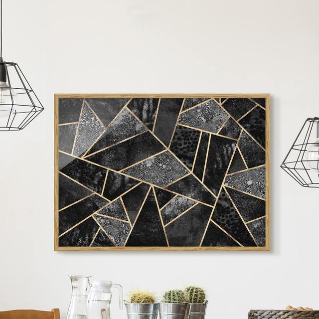 Gray Triangles Gold - Picture Frame Graphic Art on Paper Canora Grey Size: 50cm H x 70cm W x 2cm D, Frame Option: Brown Framed on Productcaster.