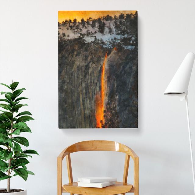 Lava Red Waterfall In Yosemite - Wrapped Canvas Print East Urban Home Size: 76cm H x 50cm W x 3cm D on Productcaster.