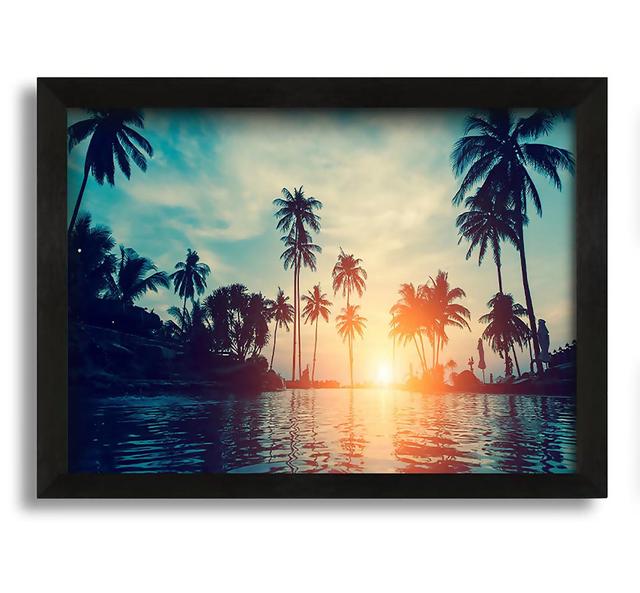 Palm Tree Waters - Picture Frame Photograph on Canvas Pergo Classics Size: 30cm H x 42cm W x 10cm D on Productcaster.