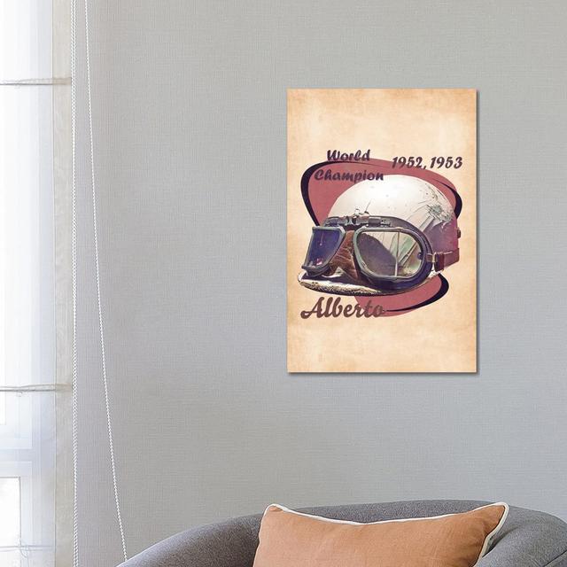 Alberto Ascari's Helmet Retro by Pop Cult Posters - Wrapped Canvas Print ClassicLiving on Productcaster.