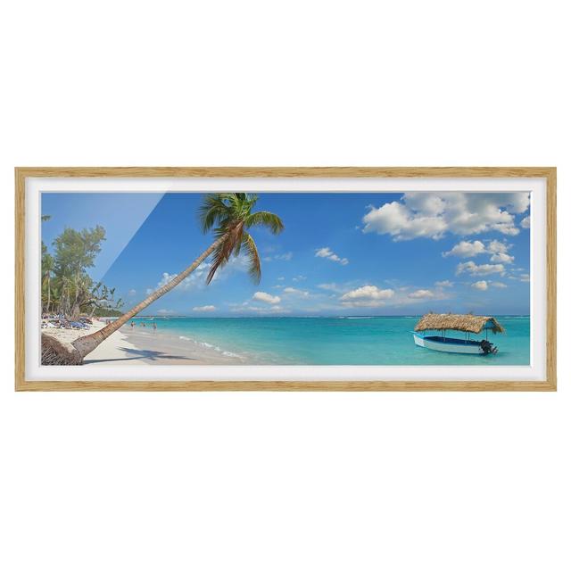 Tropical Beach - Picture Frame Graphic Art Longshore Tides Size: 50cm H x 130cm W x 2cm D, Frame Option: Brown Framed on Productcaster.