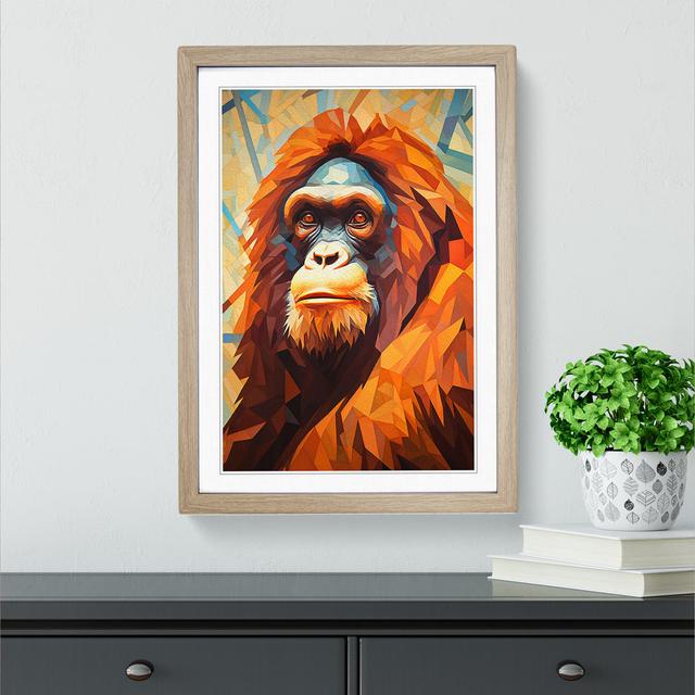 Orangutan Cubism No.2 - Single Picture Frame Print on Wood Big Box Art Frame Colour: Oak Framed, Size: 46cm H x 34cm W x 2cm D on Productcaster.