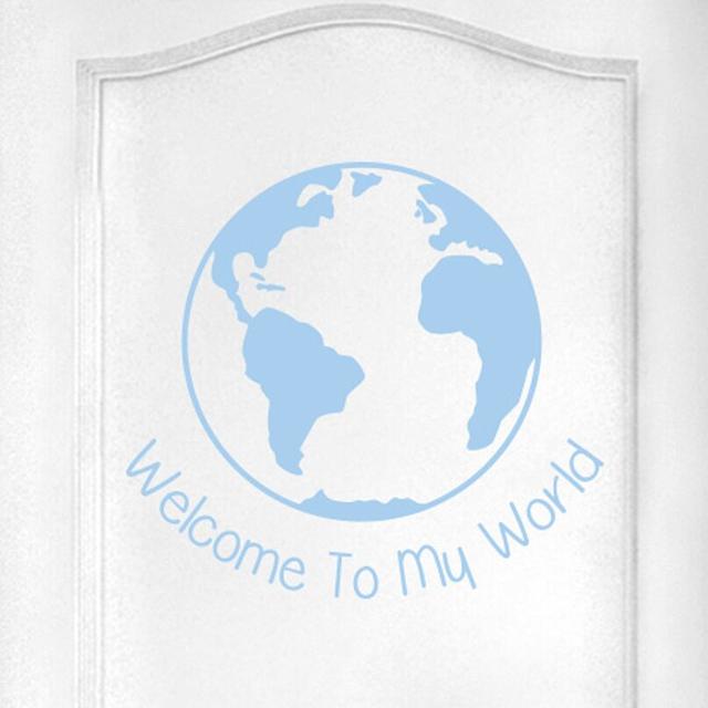 Welcome to My World Door Room Wall Sticker Happy Larry Colour: Light Blue on Productcaster.