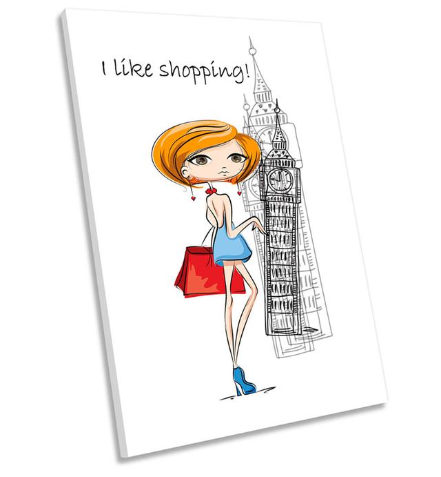 London Fashion Shopping Framed CANVAS WALL ART Print Picture Maturi Size: 45.7cm H x 30.5cm W on Productcaster.