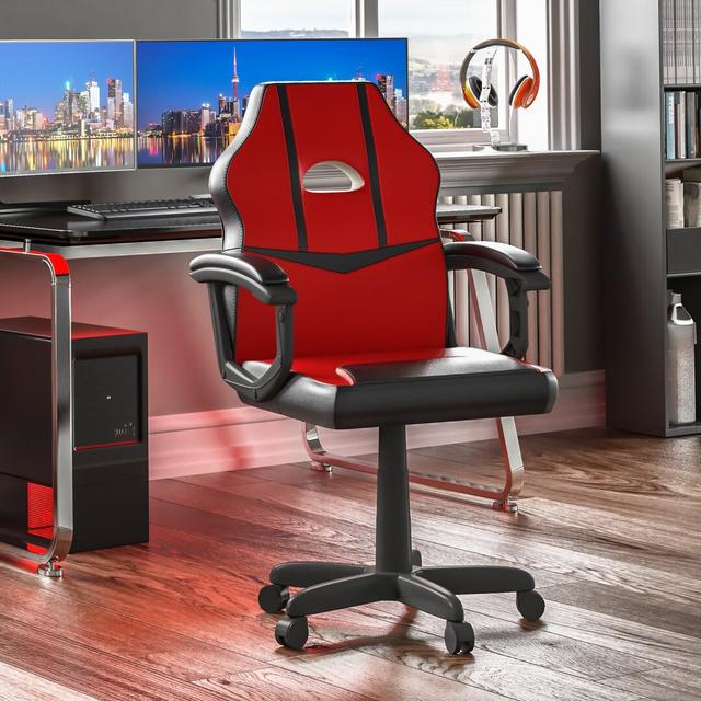 Latitude Run Muskoka Adjustable Ergonomic Faux Leather Swiveling PC & Racing Game Chair Latitude Run Colour: Red on Productcaster.