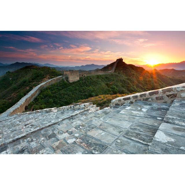 Great Wall Sunset by GlowingEarth - No Frame Art Prints on Canvas 17 Stories Size: 50cm H x 75cm W on Productcaster.